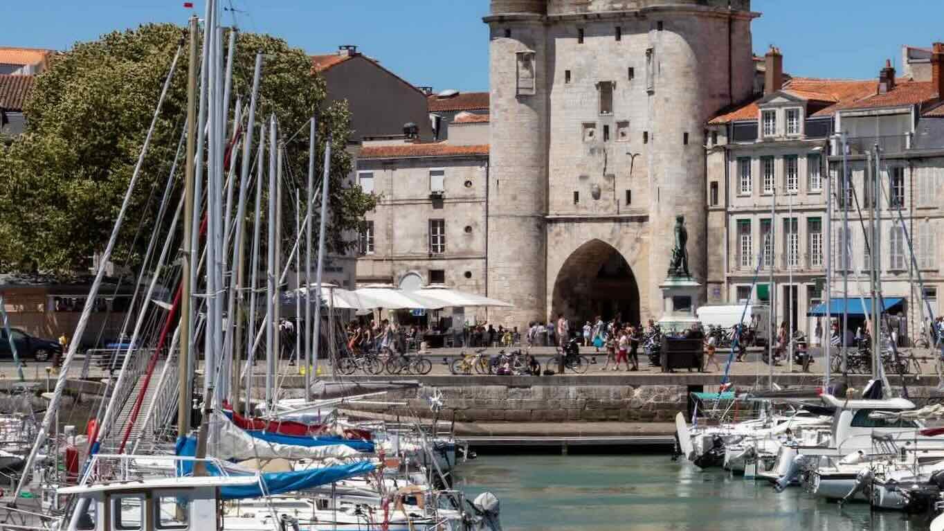 Clock Gate in the Vieux Port in La Rochelle on the coast of the Poitou-Charentes region of France.